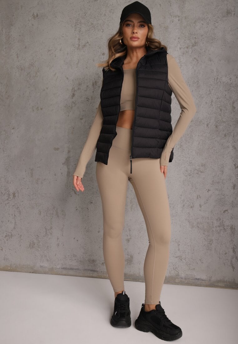 Czarna Przejściowa Kamizelka z Pikowaniem i Kapturem Neatwenna