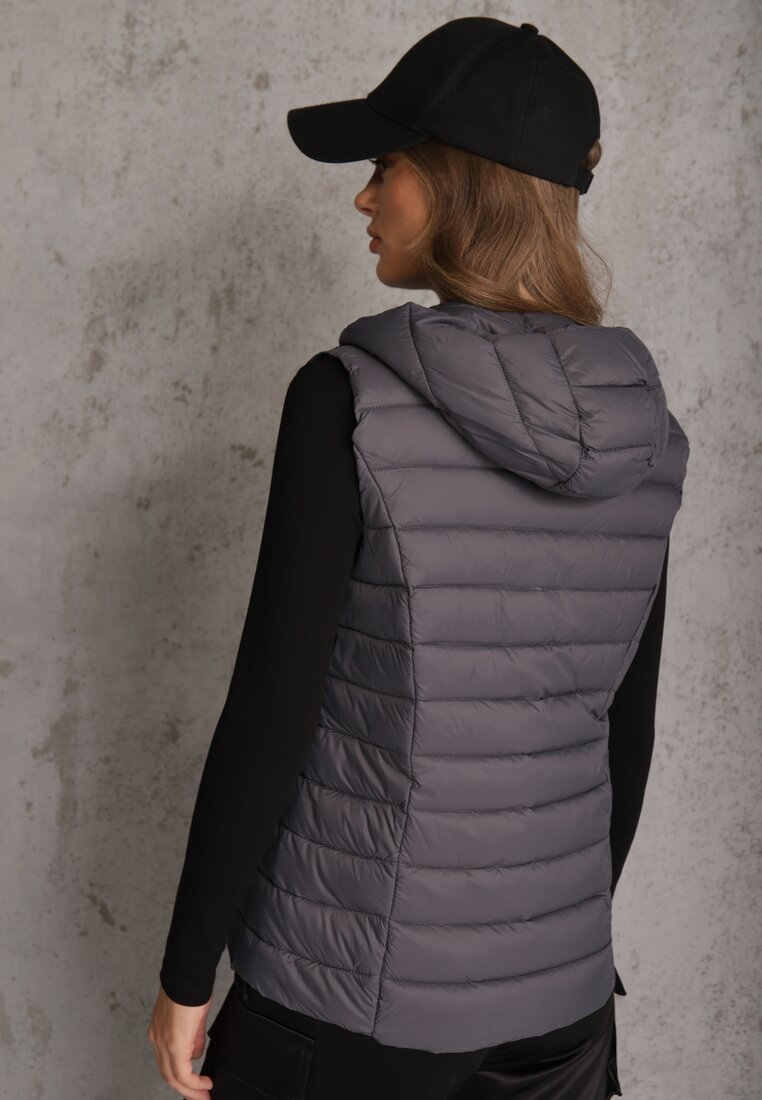 Szara Przejściowa Kamizelka z Pikowaniem i Kapturem Neatwenna