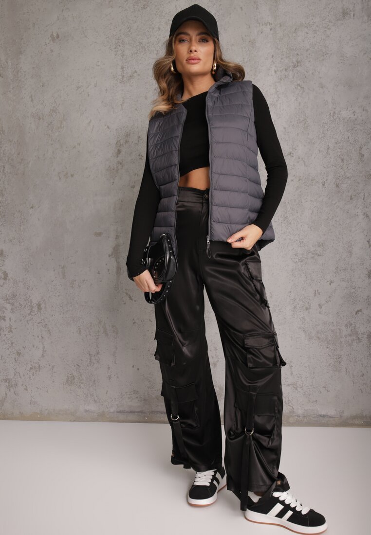 Szara Przejściowa Kamizelka z Pikowaniem i Kapturem Neatwenna