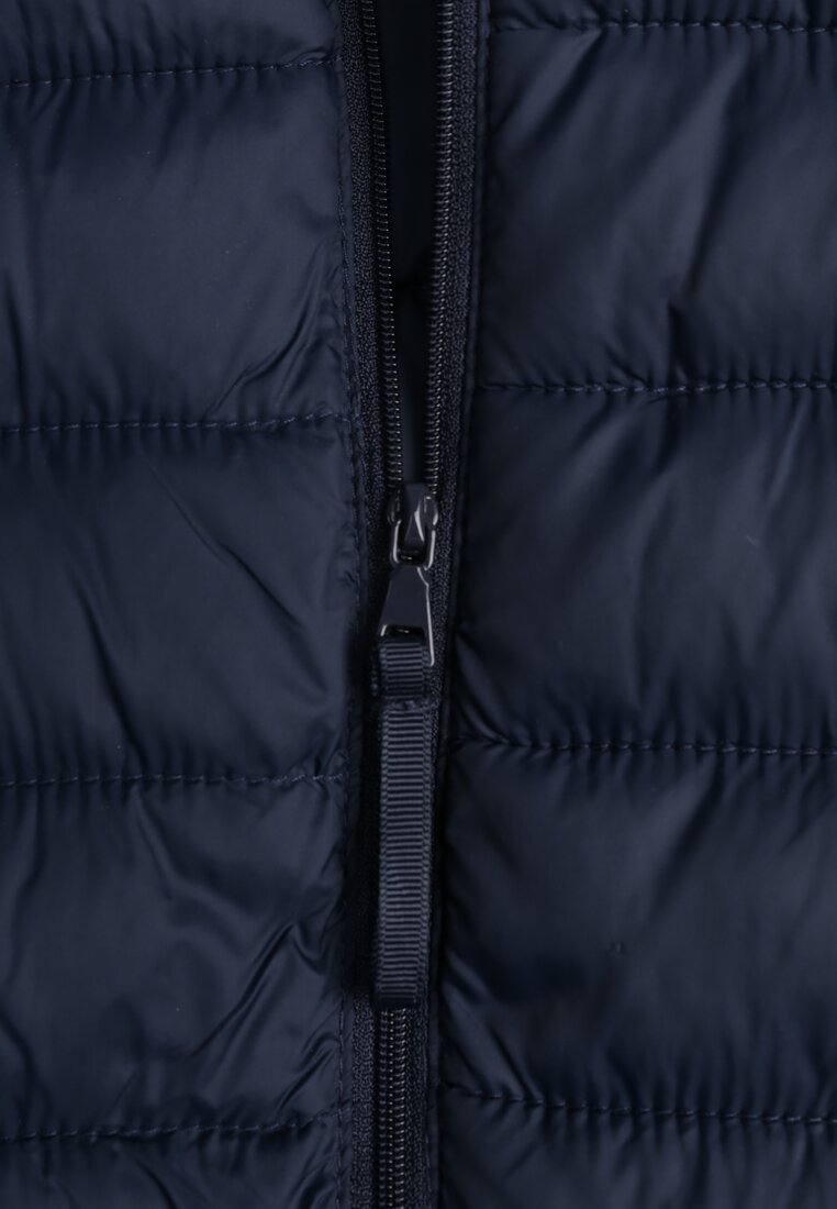 Granatowa Przejściowa Kamizelka z Pikowaniem i Kapturem Neatwenna