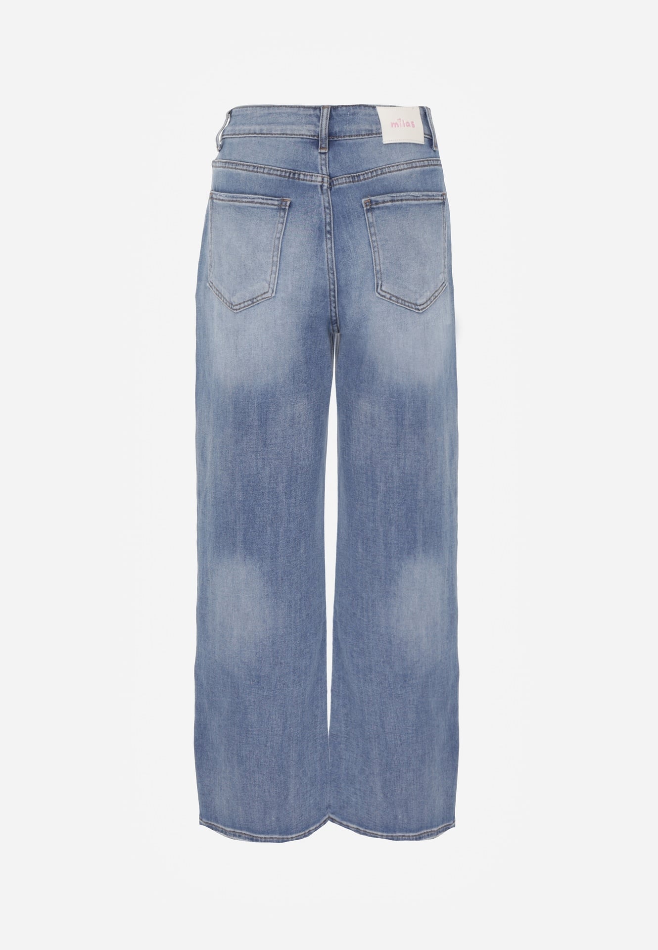 Niebieskie Jeansy High Waist Wide Leg z Bawełną i Domieszką Wiskozy Hirei