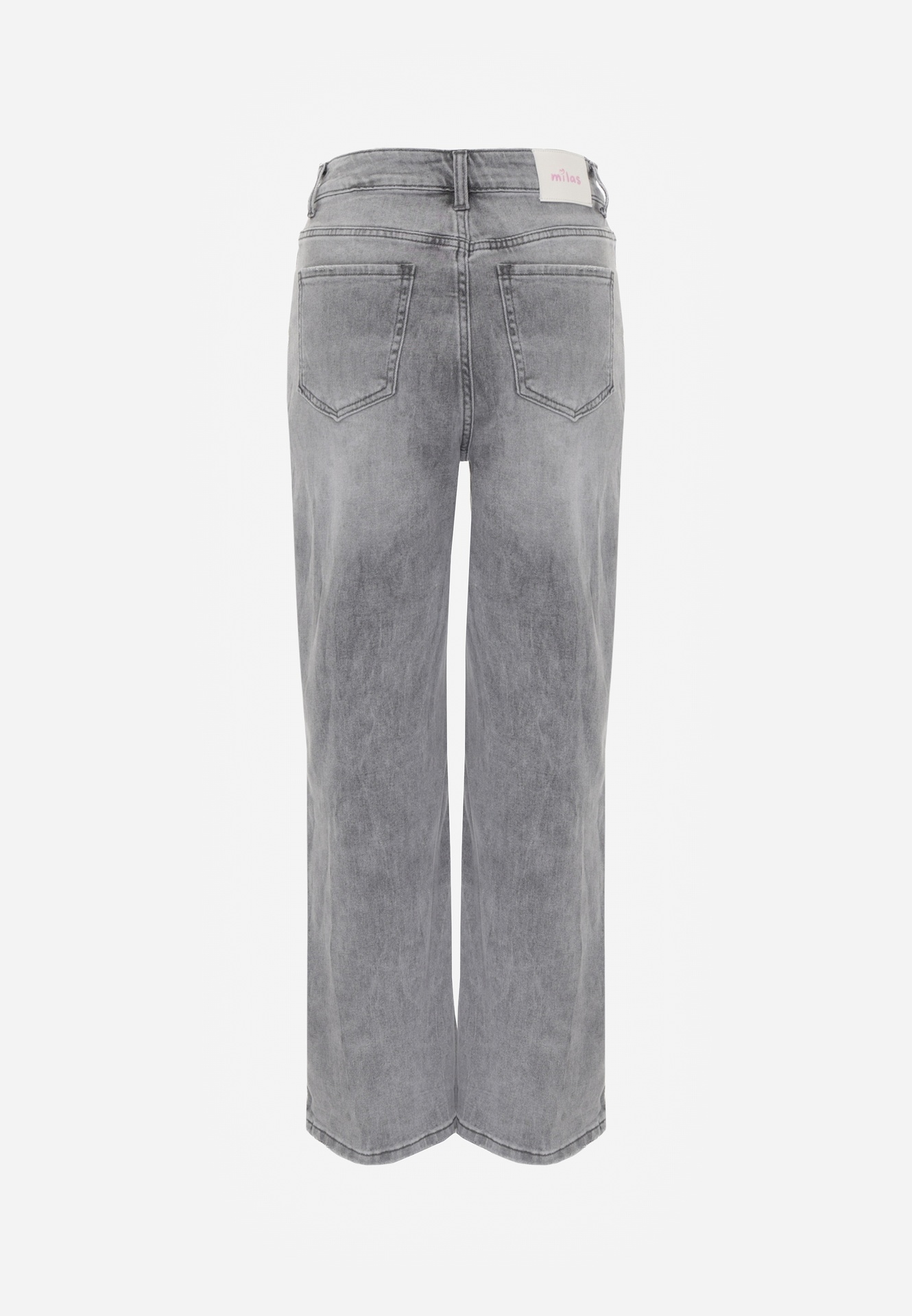 Szare Jeansy Wide Leg High Waist z Bawełną i Dodatkiem Wiskozy Rhenerila