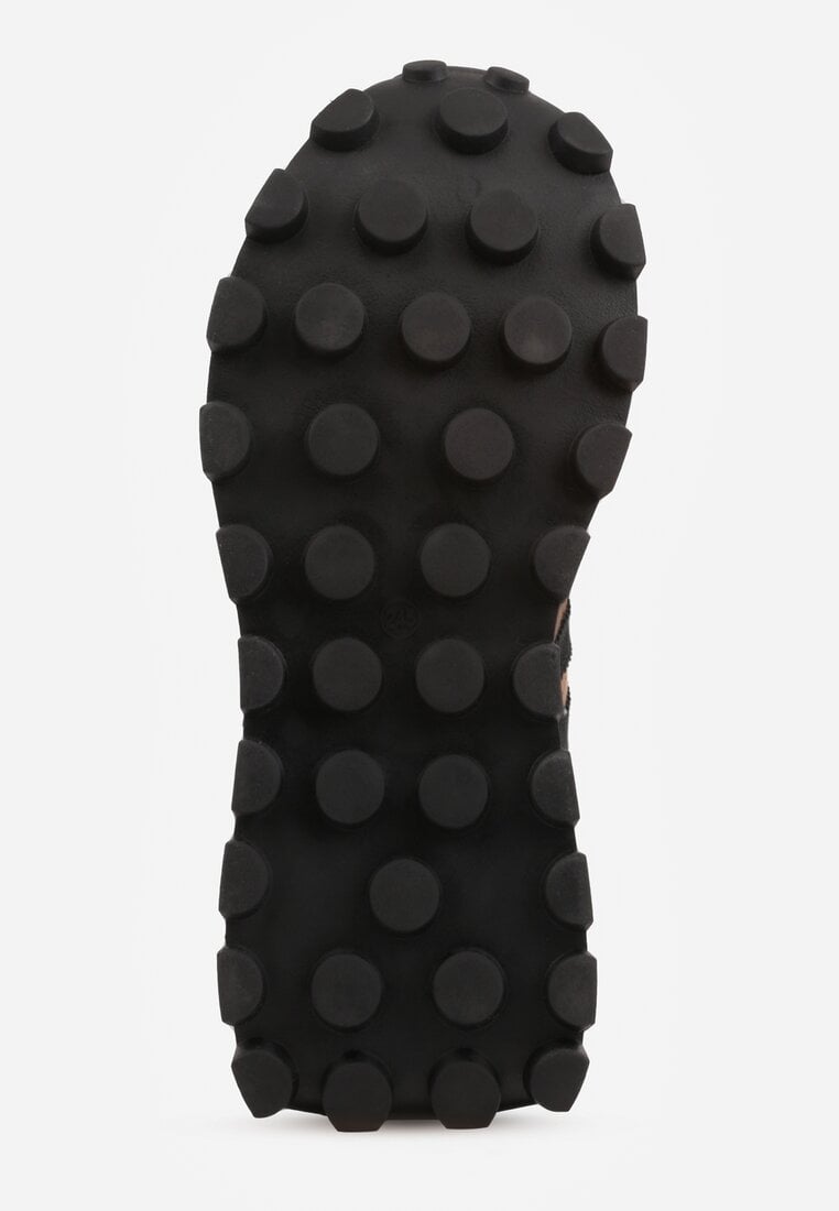 Brązowe Sneakersy na Platformie z Zamszu Naturalnego z Perforacją Zitrina