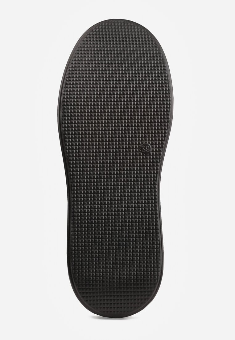 Czarno-Beżowe Sneakersy na Platformie ze Skóry Naturalnej Ozdobione Paskami Sovimi