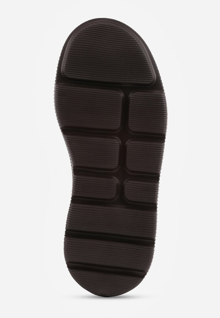 Brązowe Sneakersy na Platformie z Zamszu Naturalnego ze Sznurówkami w Paski Tarilita