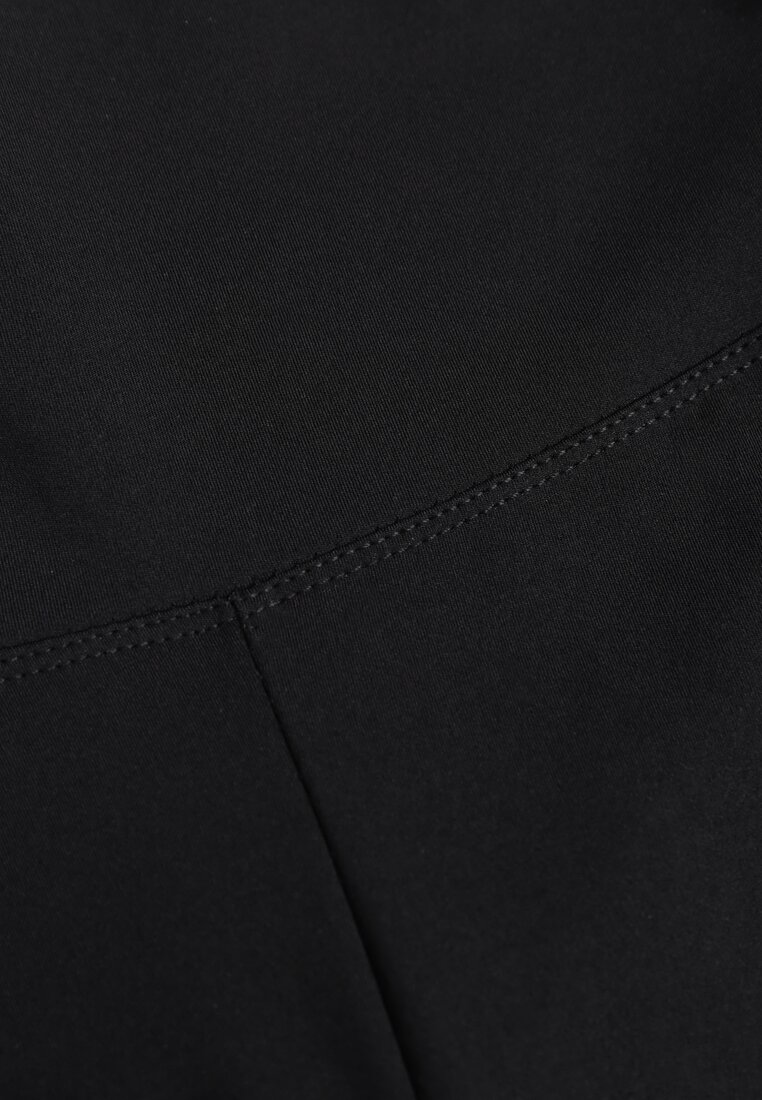 Czarne Casualowe Legginsy High Waist z Pasem Wspierającym Linię Talii Azivera