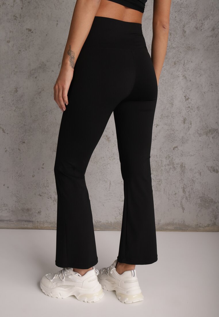 Czarne Kopertowe Legginsy Flare High Waist Azinore