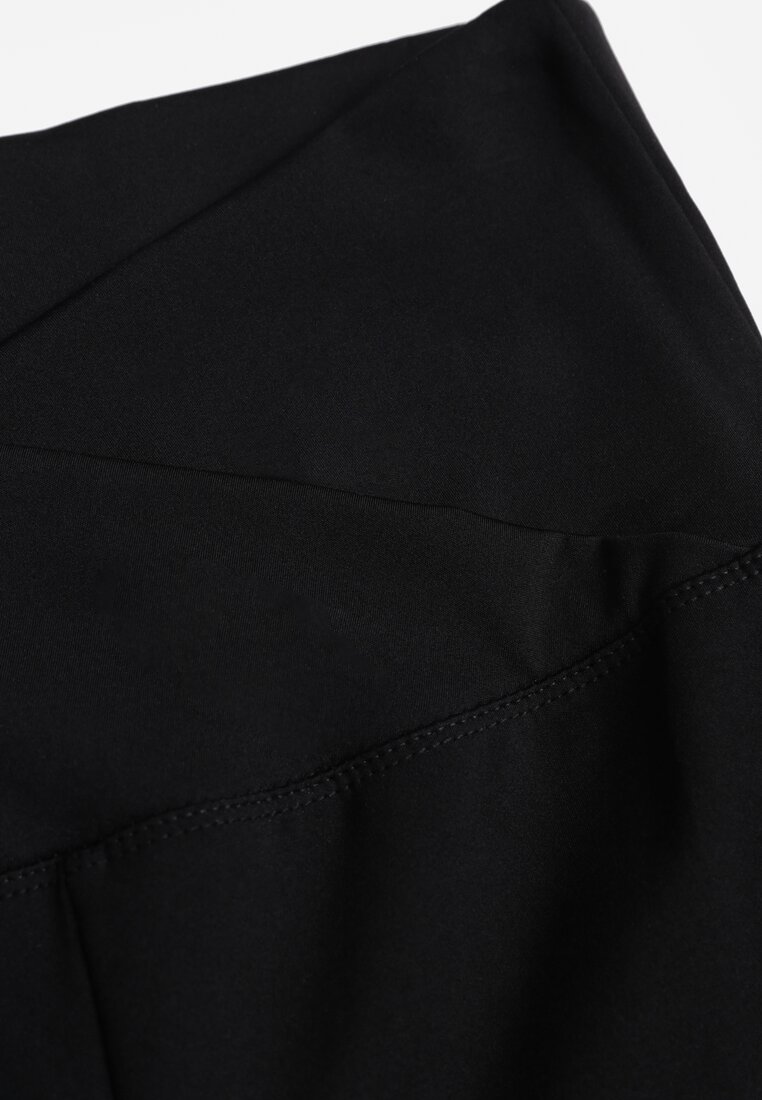 Czarne Kopertowe Legginsy Flare High Waist Azinore