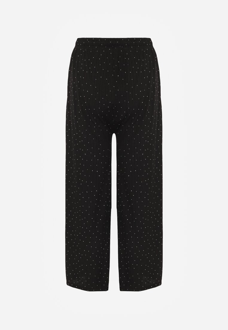 Czarne Spodnie z Bawełną o Szerokim Kroju z Cyrkoniami Azirene