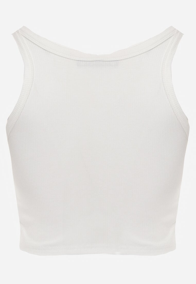 Biały Top na Ramiączkach Basic Prążkowany Zitira