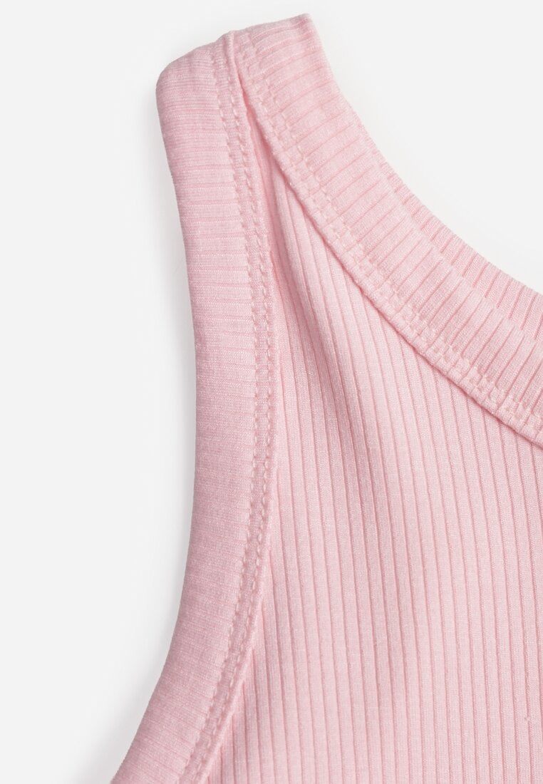 Różowy Top na Ramiączkach Basic Prążkowany Zitira