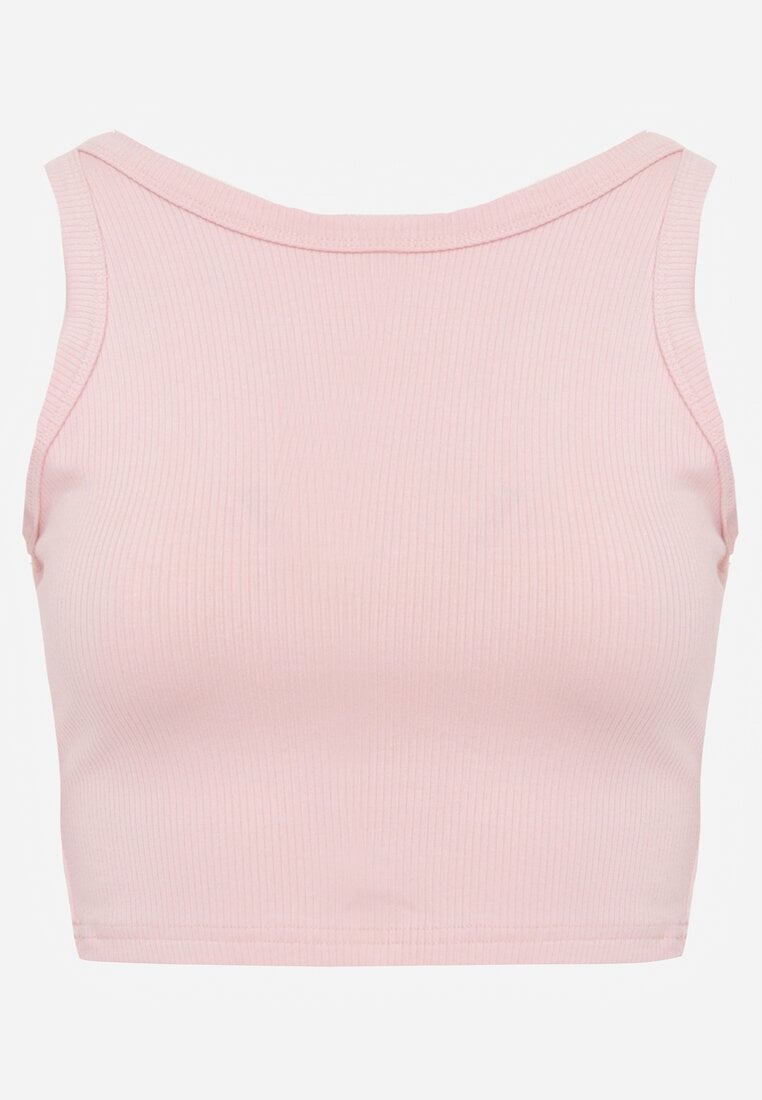 Różowy Top na Ramiączkach Basic Prążkowany Zitira