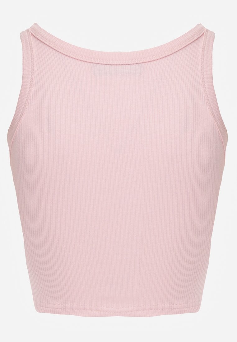 Różowy Top na Ramiączkach Basic Prążkowany Zitira