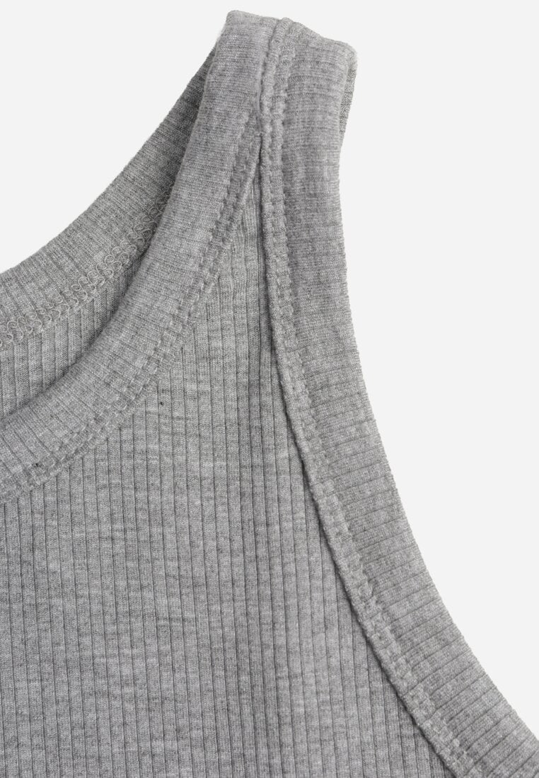 Szary Top na Ramiączkach Basic Prążkowany Zitira