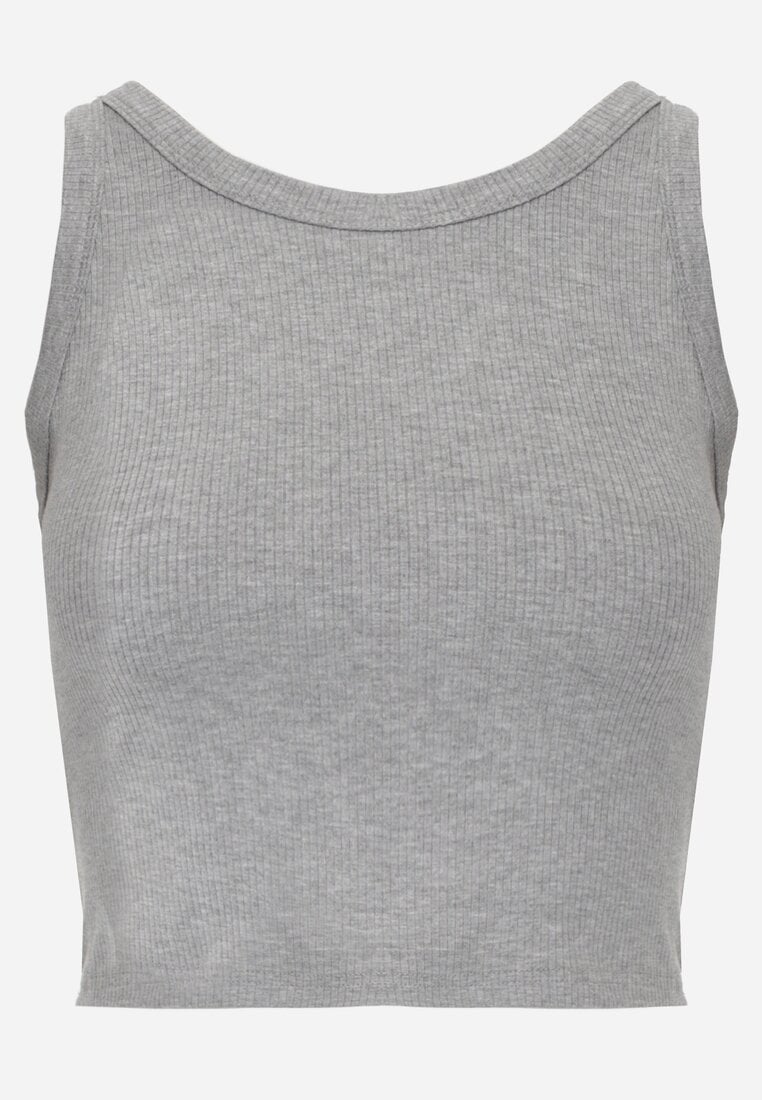Szary Top na Ramiączkach Basic Prążkowany Zitira