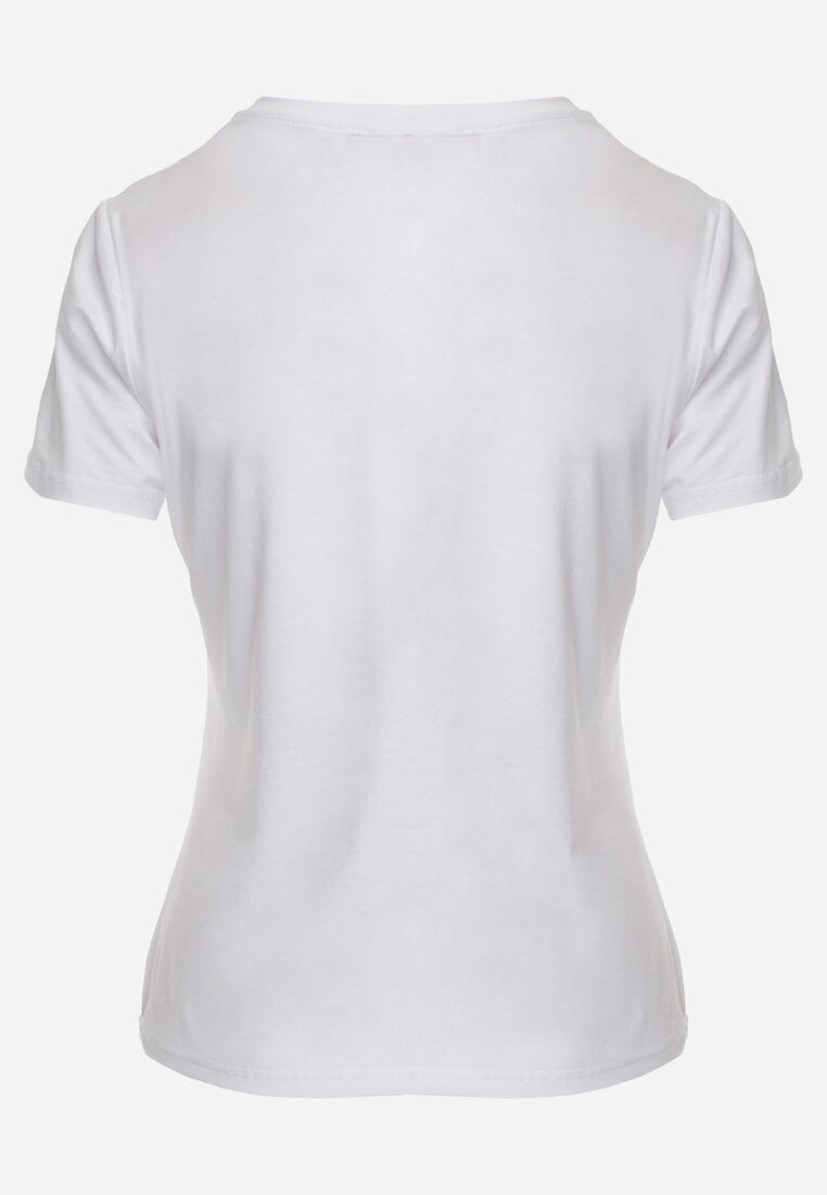 Biały T-shirt z Bawełny z Okrągłym Dekoltem Nedima