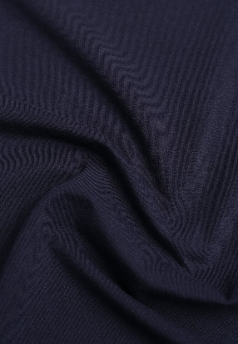 Granatowy T-shirt z Bawełny z Okrągłym Dekoltem Nedima