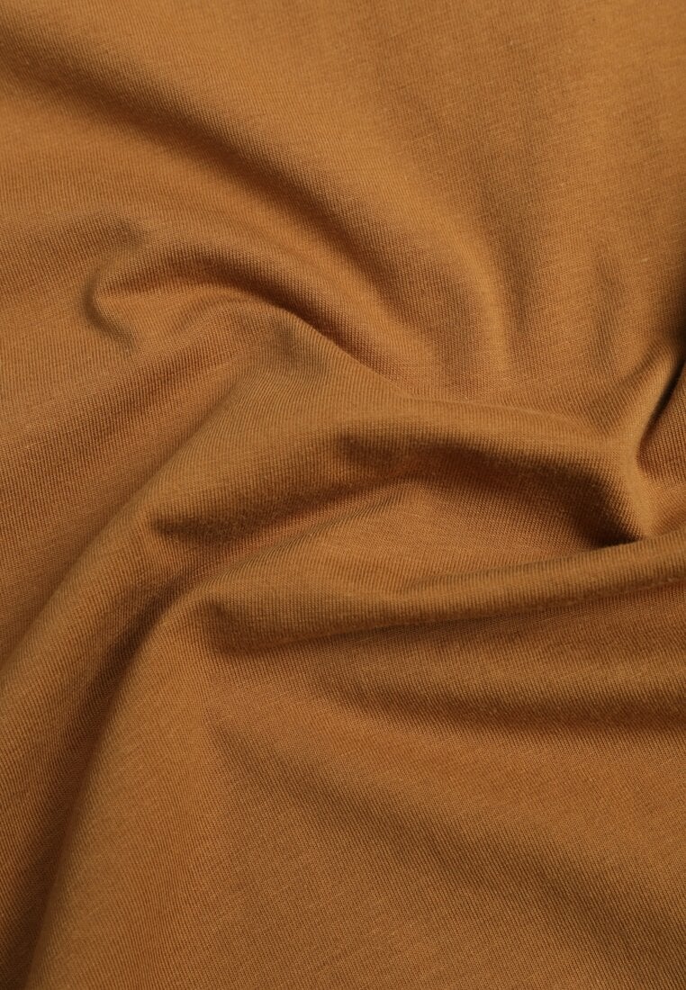 Brązowy T-shirt z Bawełny z Okrągłym Dekoltem Nedima