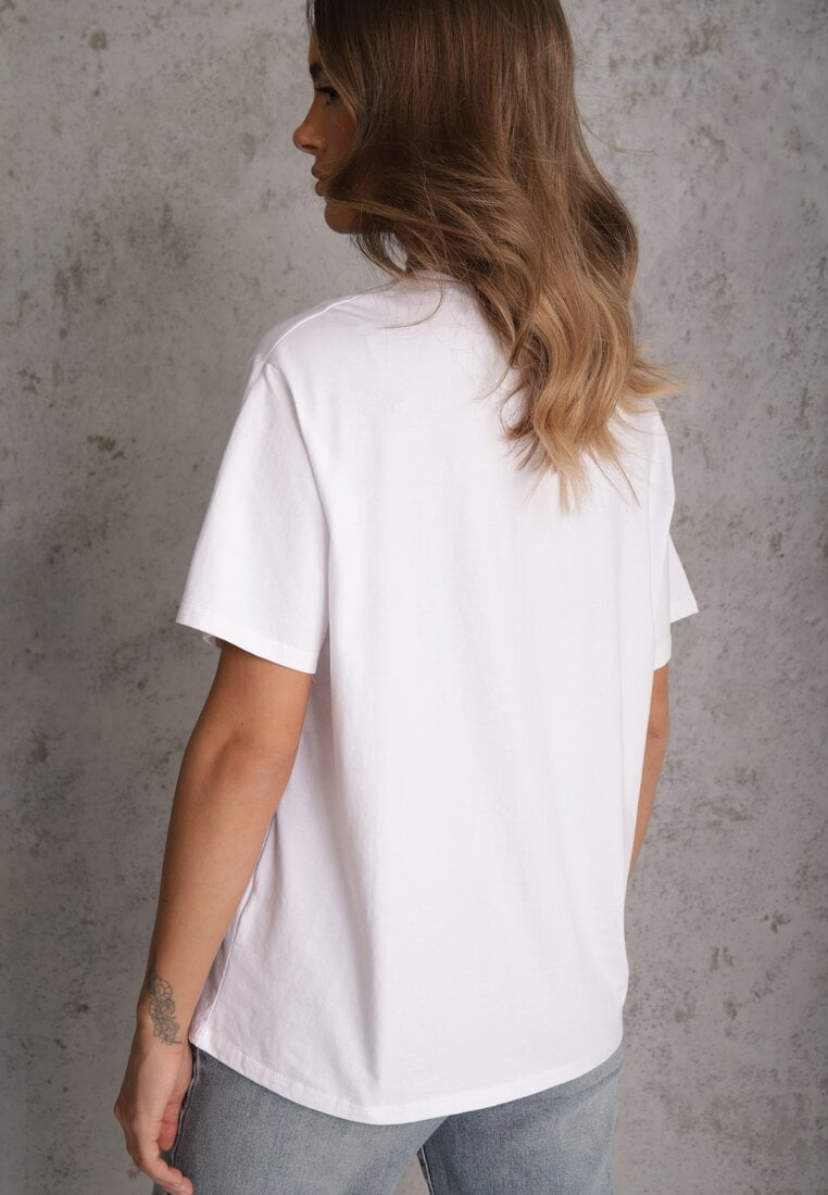 Biały Bawełniany T-shirt o Kroju Oversize Neduna