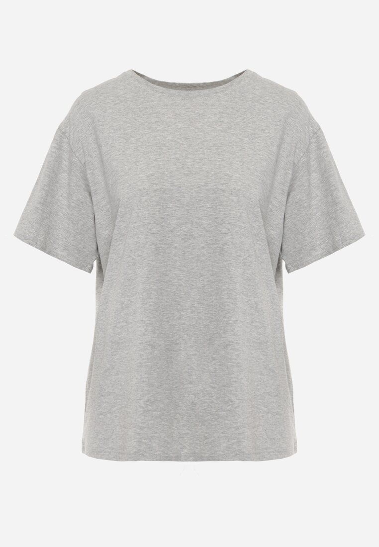 Szary Bawełniany T-shirt o Kroju Oversize Neduna