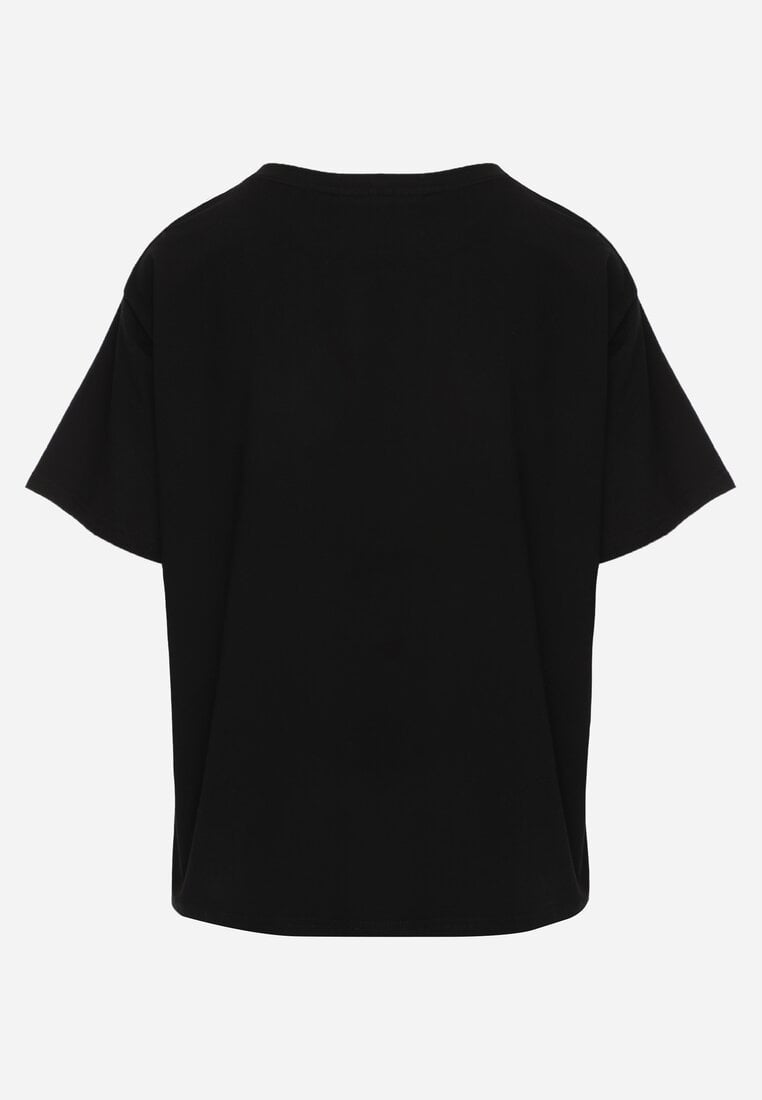 Czarny Bawełniany T-shirt o Kroju Oversize Neduna