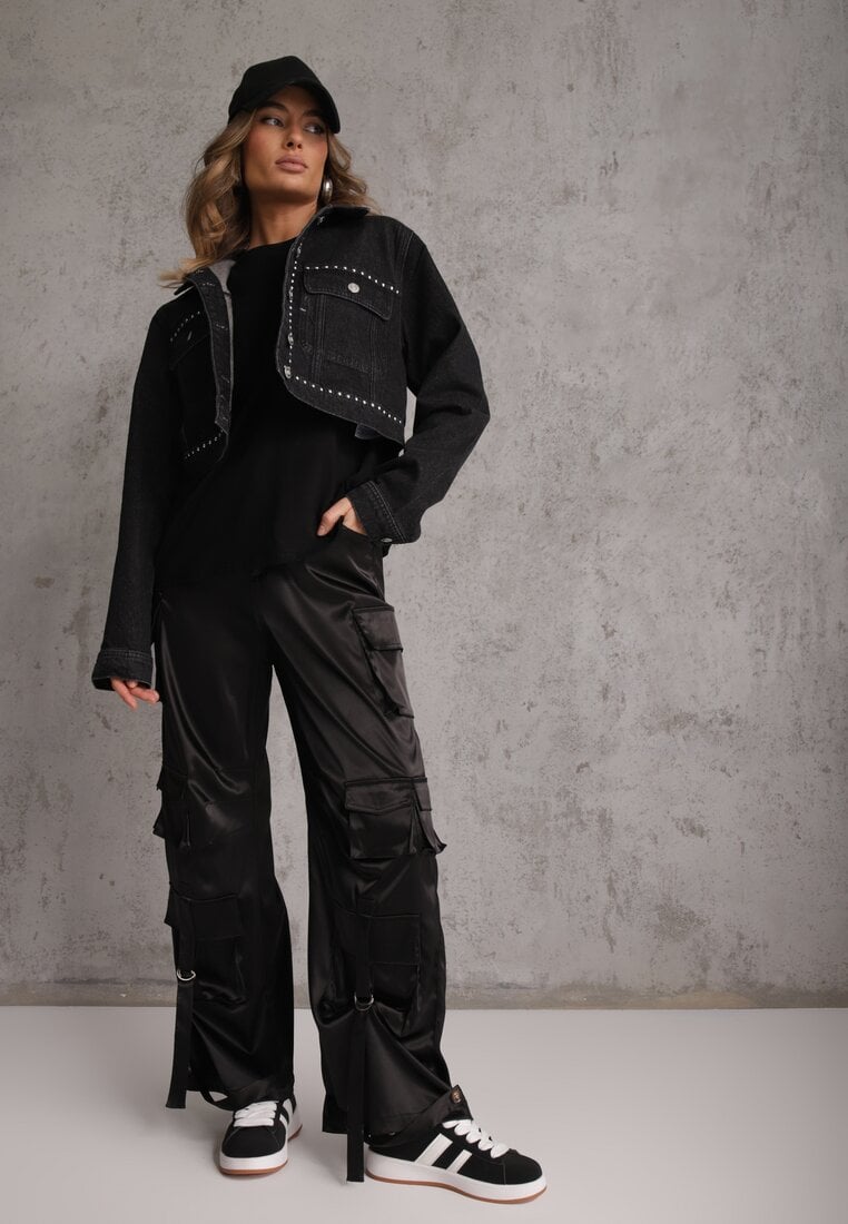 Czarny Bawełniany T-shirt o Kroju Oversize Neduna