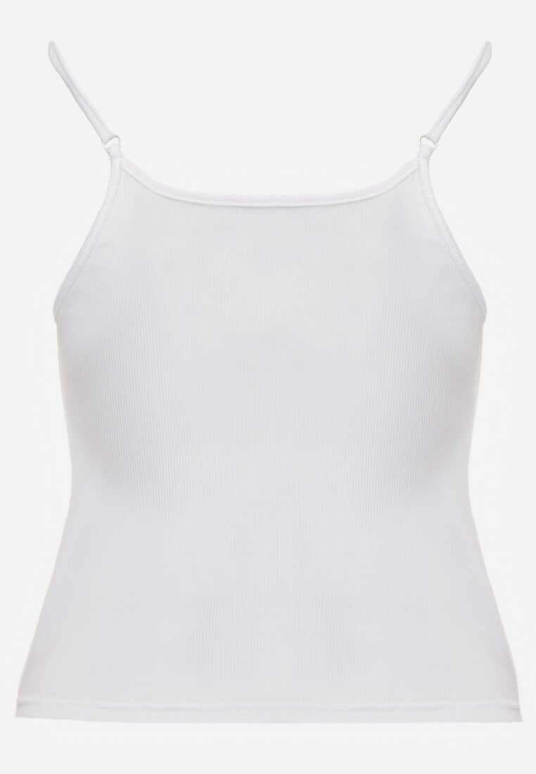 Biały Bieliźniany Top z Bawełny z Koronką na Regulowanych Ramiączkach Beralisse