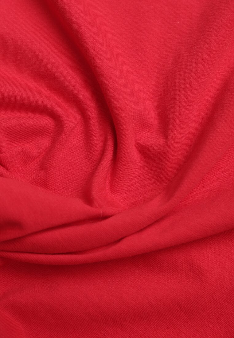 Czerwony T-shirt z Bawełny z Okrągłym Dekoltem Nedima