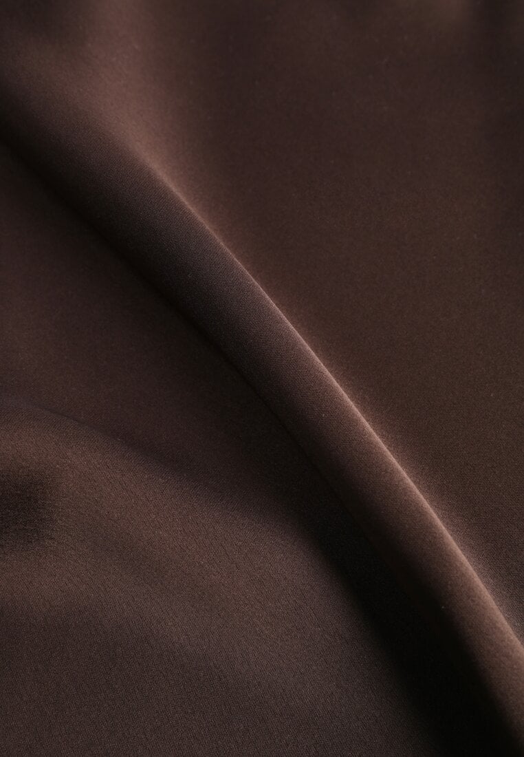 Brązowa Satynowa Spódnica Maxi High Waist Formia