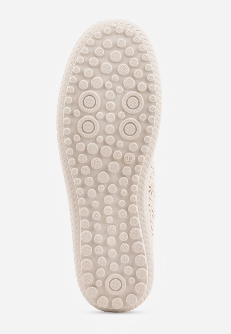 Beżowe Ażurowe Tenisówki w Stylu Boho Tidira