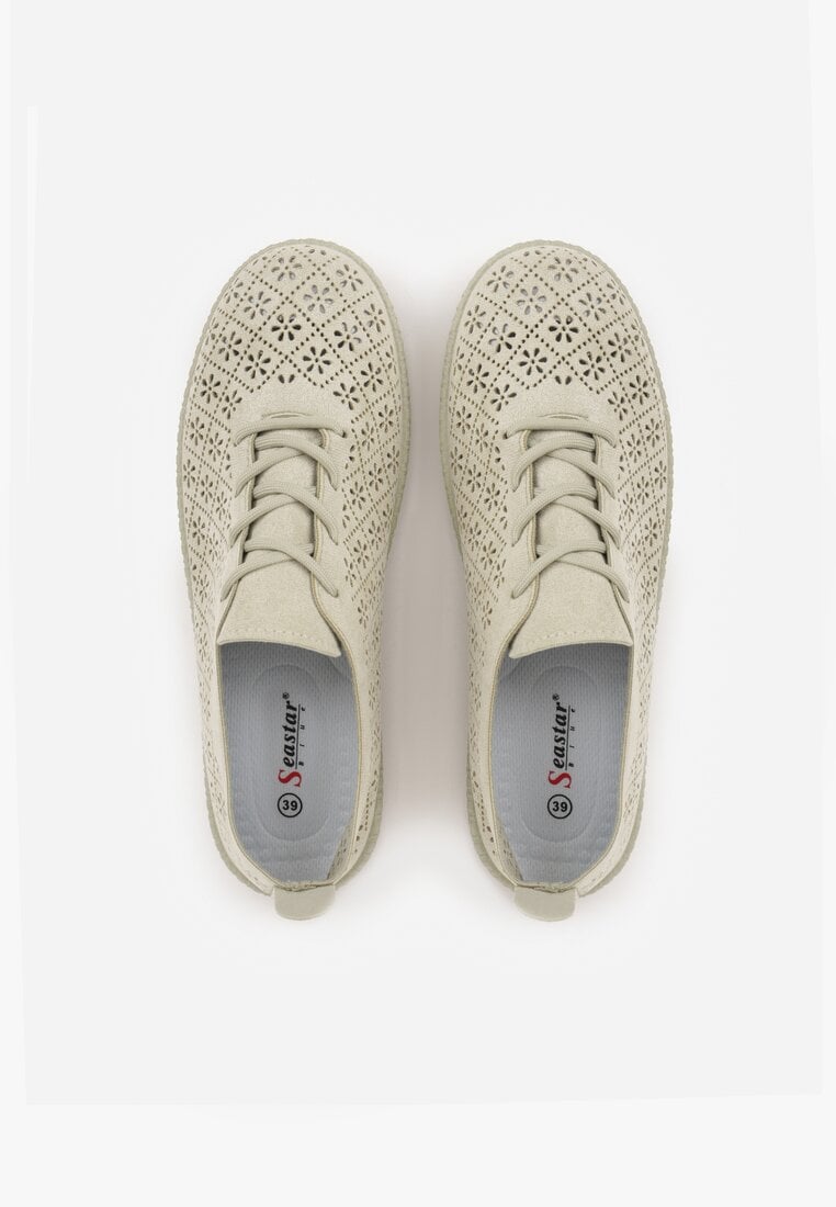 Zielone Ażurowe Tenisówki w Stylu Boho Tidira