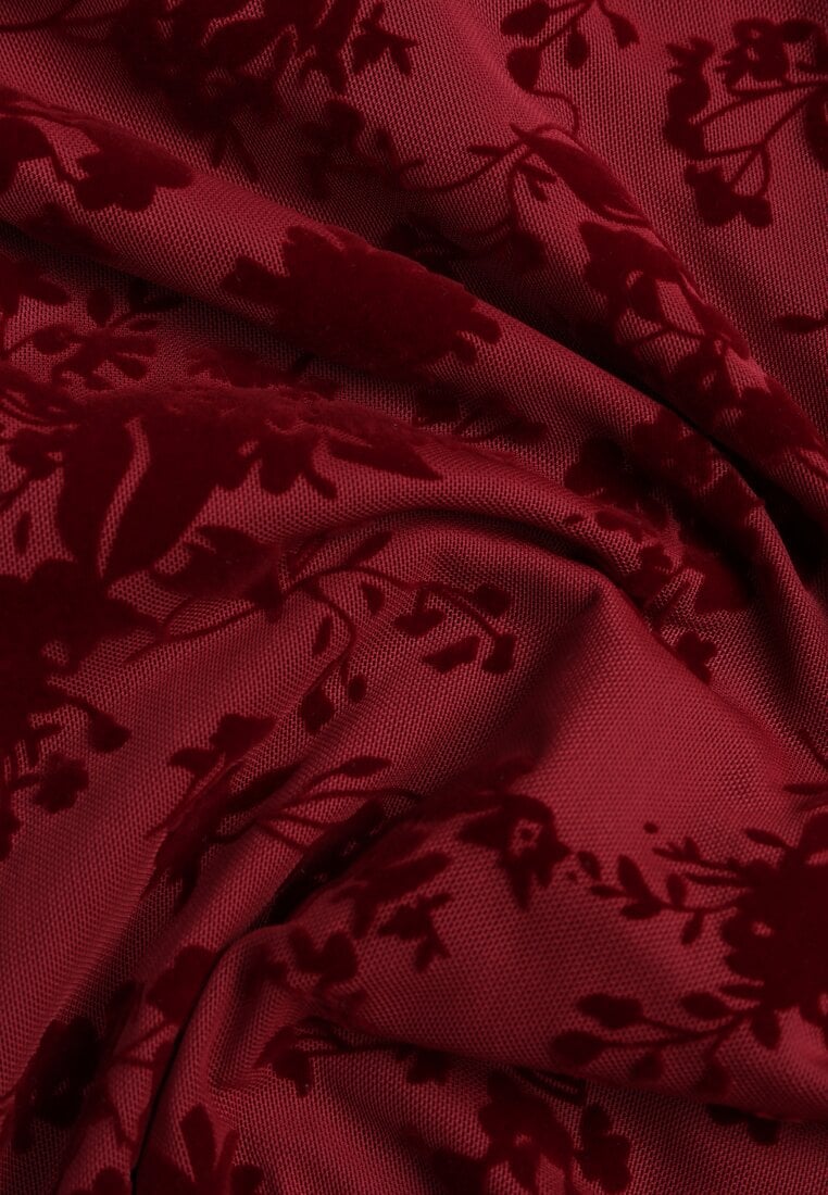 Czerwona Sukienka VICES Bodycon z Siateczki Ozdobionej Wzorem w Kwiaty Rivita