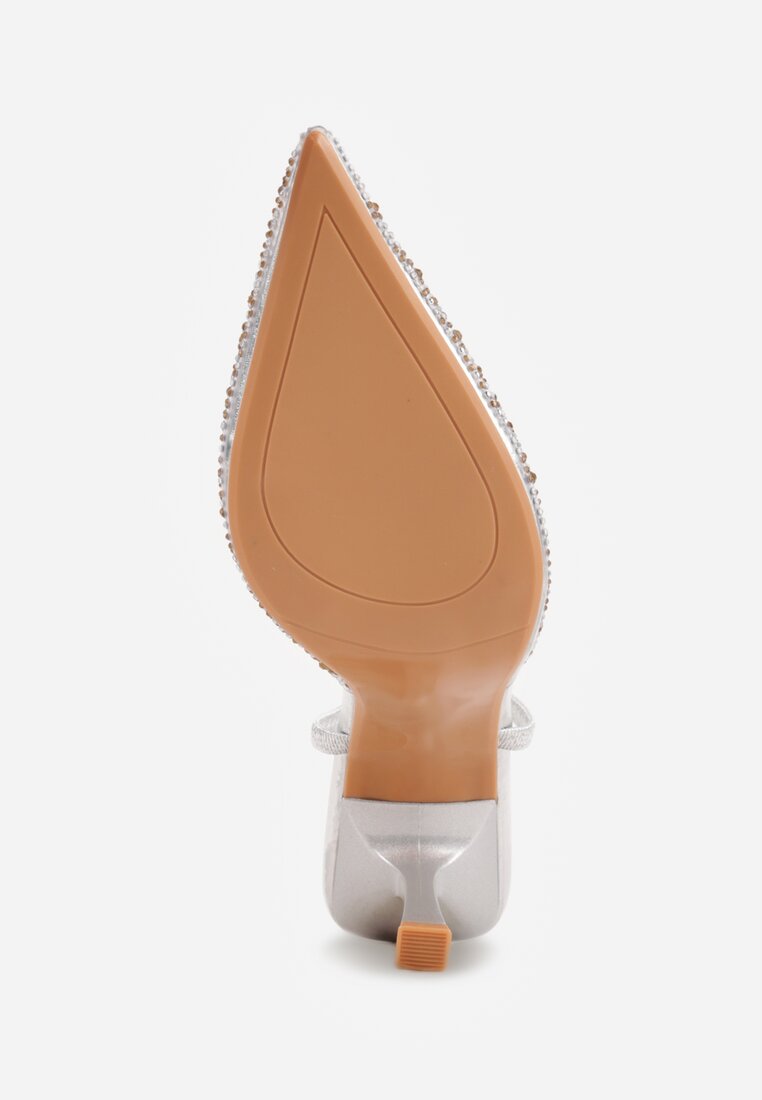 Srebrne Szpilki z Odkrytą Piętą i Transparentnym Noskiem z Cyrkoniami Kalinata