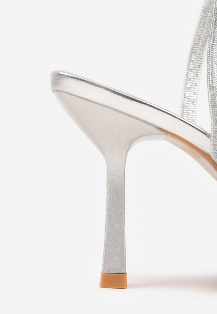 Srebrne Szpilki z Odkrytą Piętą i Transparentnym Noskiem z Cyrkoniami Kalinata