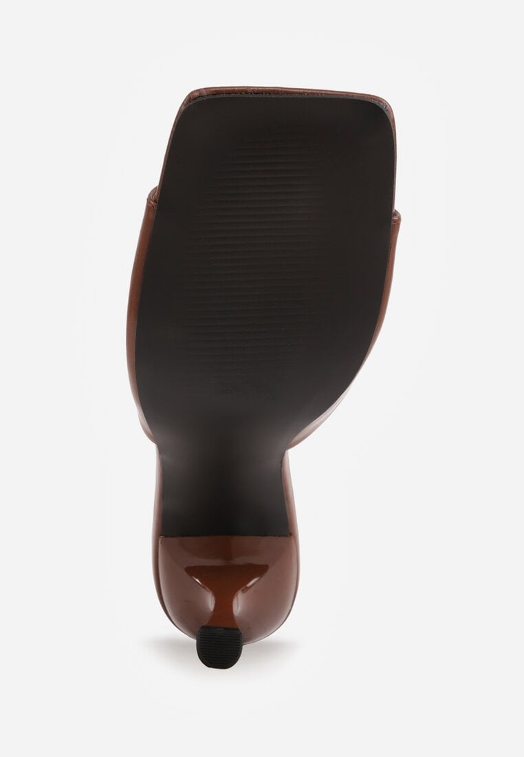 Brązowe Klapki na Szpilce z Kwadratowym Noskiem Peep Toe Avenata