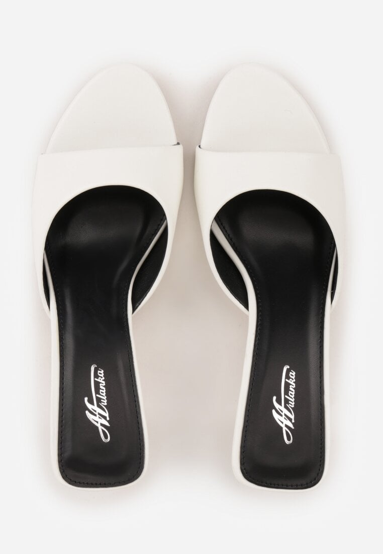 Białe Klapki Peep Toe na Obcasie Kaczuszka Calinetta