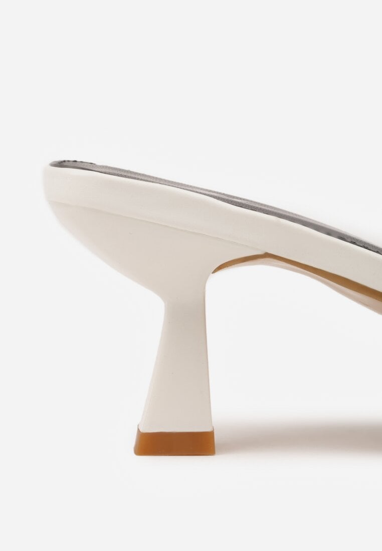 Białe Klapki Peep Toe na Obcasie Kaczuszka Calinetta