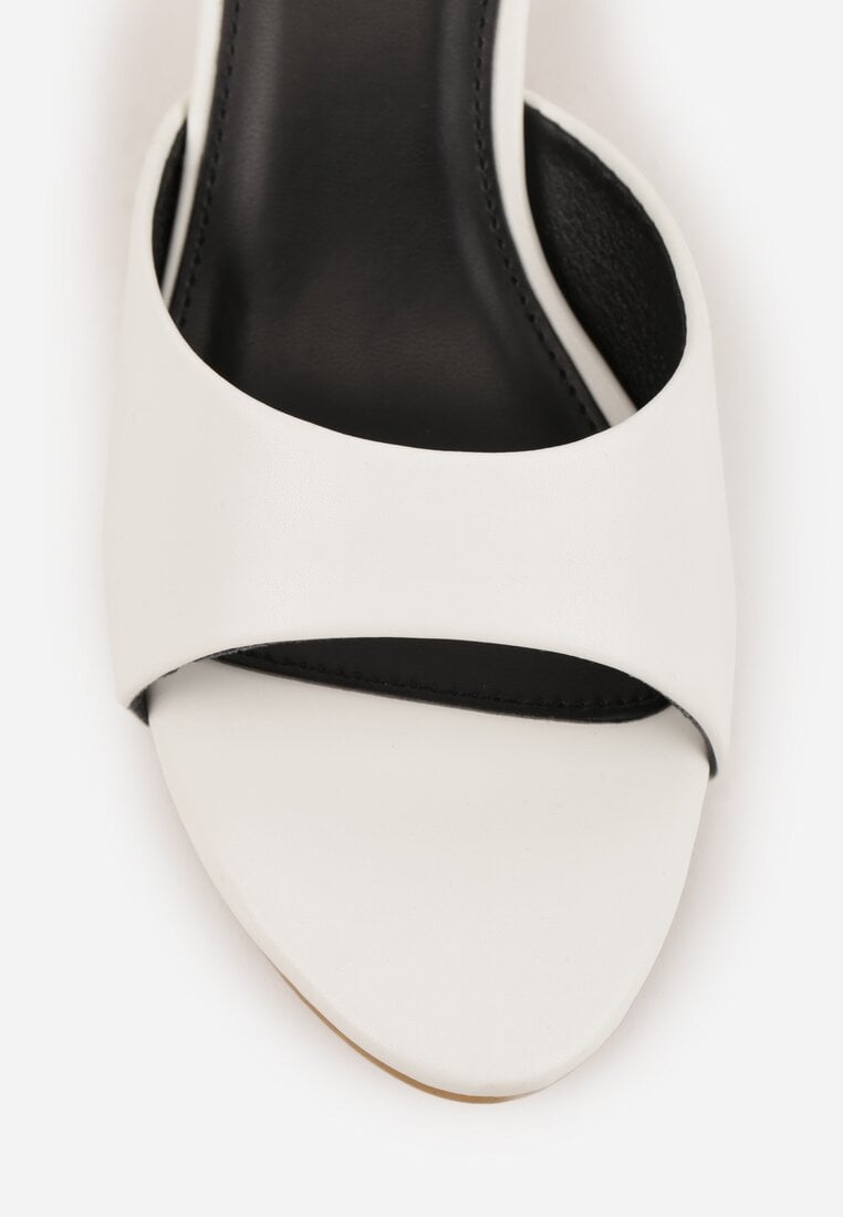 Białe Klapki Peep Toe na Obcasie Kaczuszka Calinetta