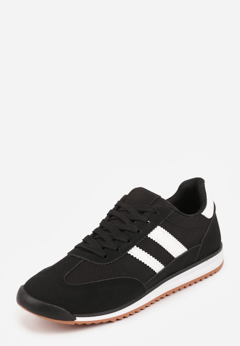Czarne Sneakersy Ozdobione Dwoma Paskami Lannatea