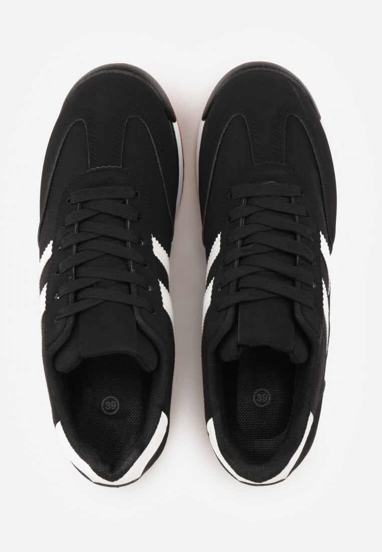 Czarne Sneakersy Ozdobione Dwoma Paskami Lannatea