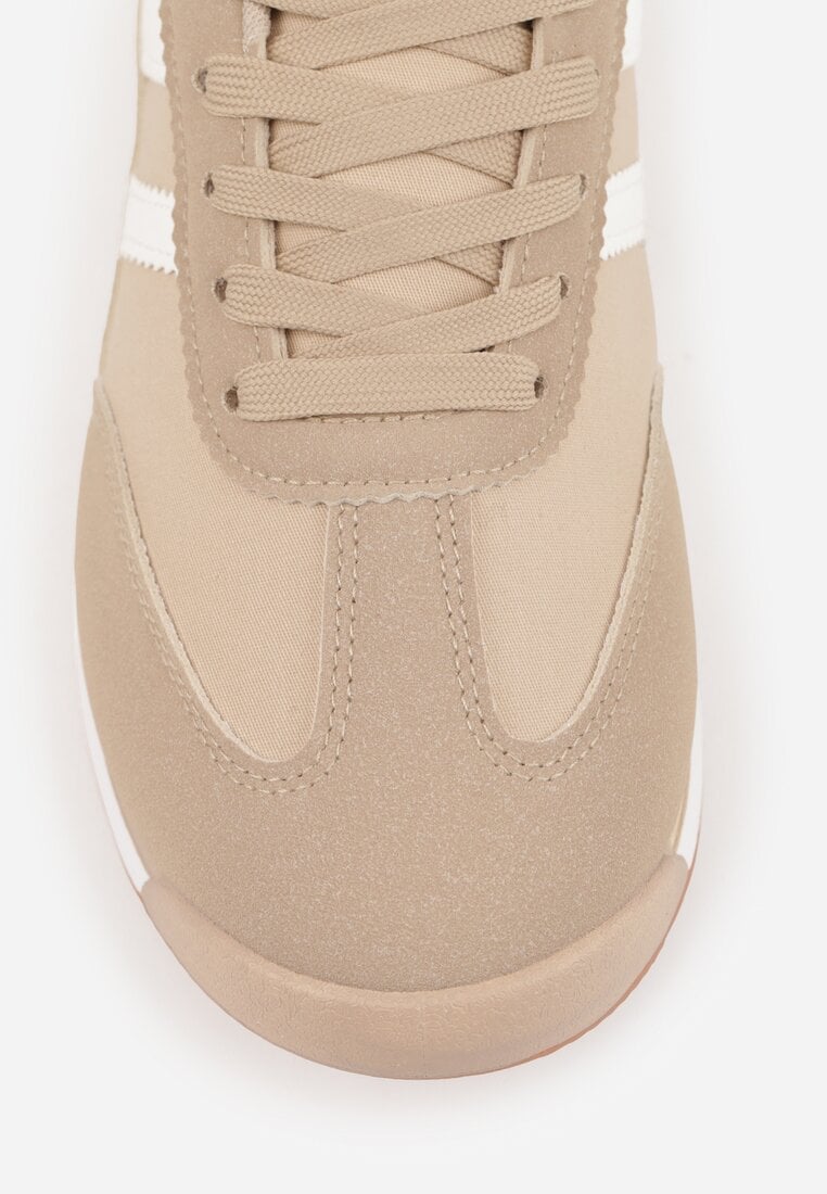 Ciemnobeżowe Sneakersy Ozdobione Dwoma Paskami Lannatea