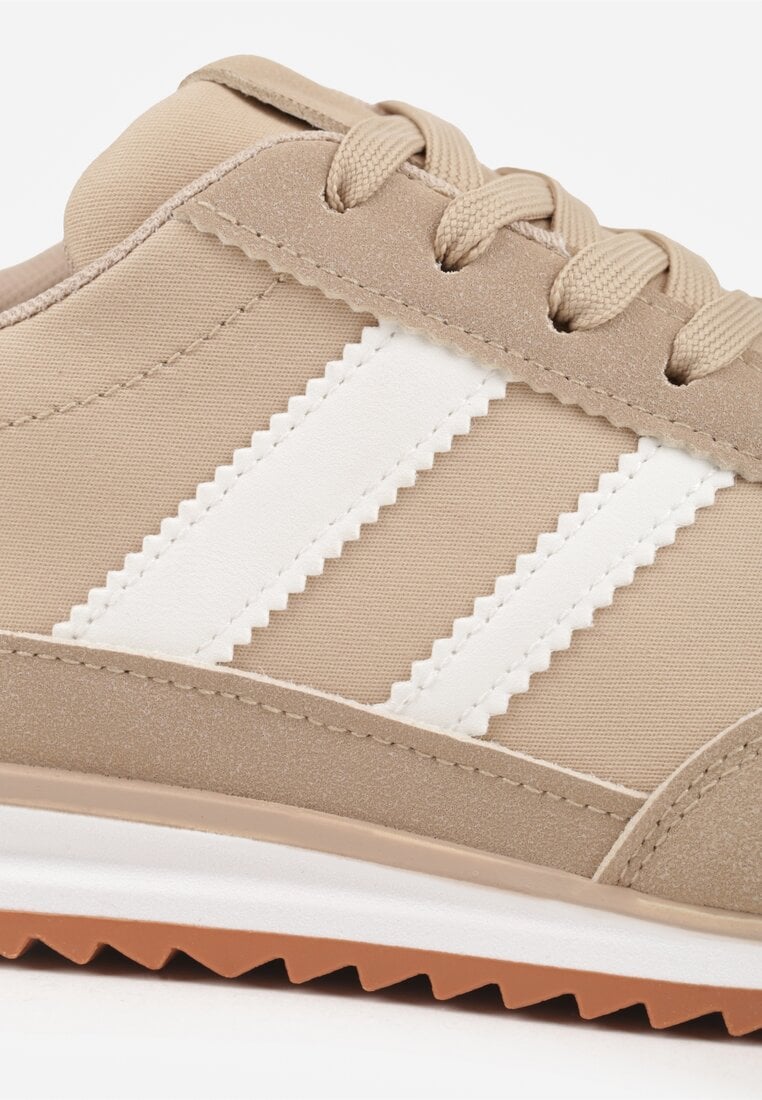 Ciemnobeżowe Sneakersy Ozdobione Dwoma Paskami Lannatea