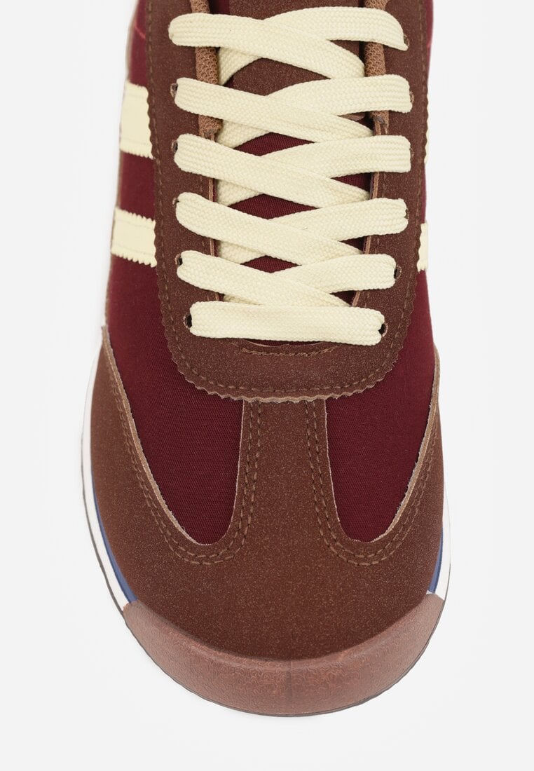 Brązowe Sneakersy Ozdobione Dwoma Paskami Lannatea