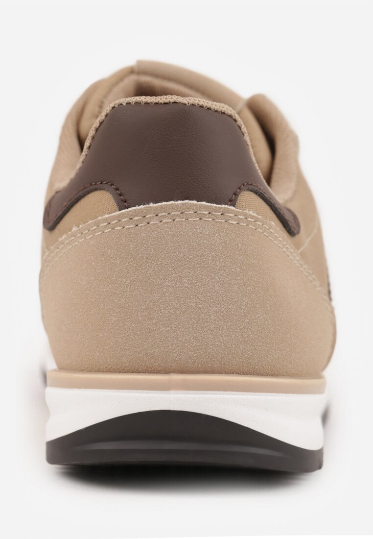 Beżowo-Brązowe Sneakersy Ozdobione Dwoma Paskami Lannatea