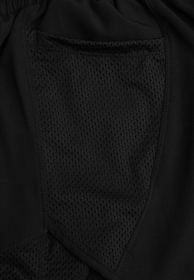 Czarne Szorty w Sportowym Stylu z Siateczką i Podszewką Elishka