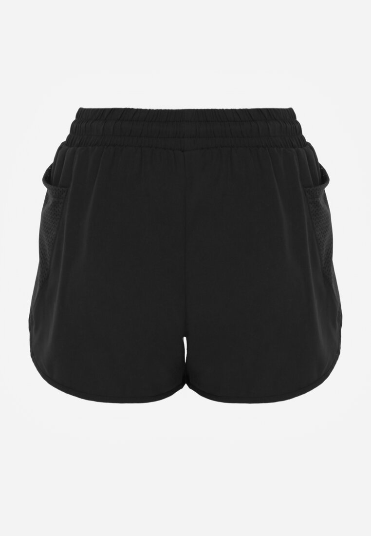 Czarne Szorty w Sportowym Stylu z Siateczką i Podszewką Elishka