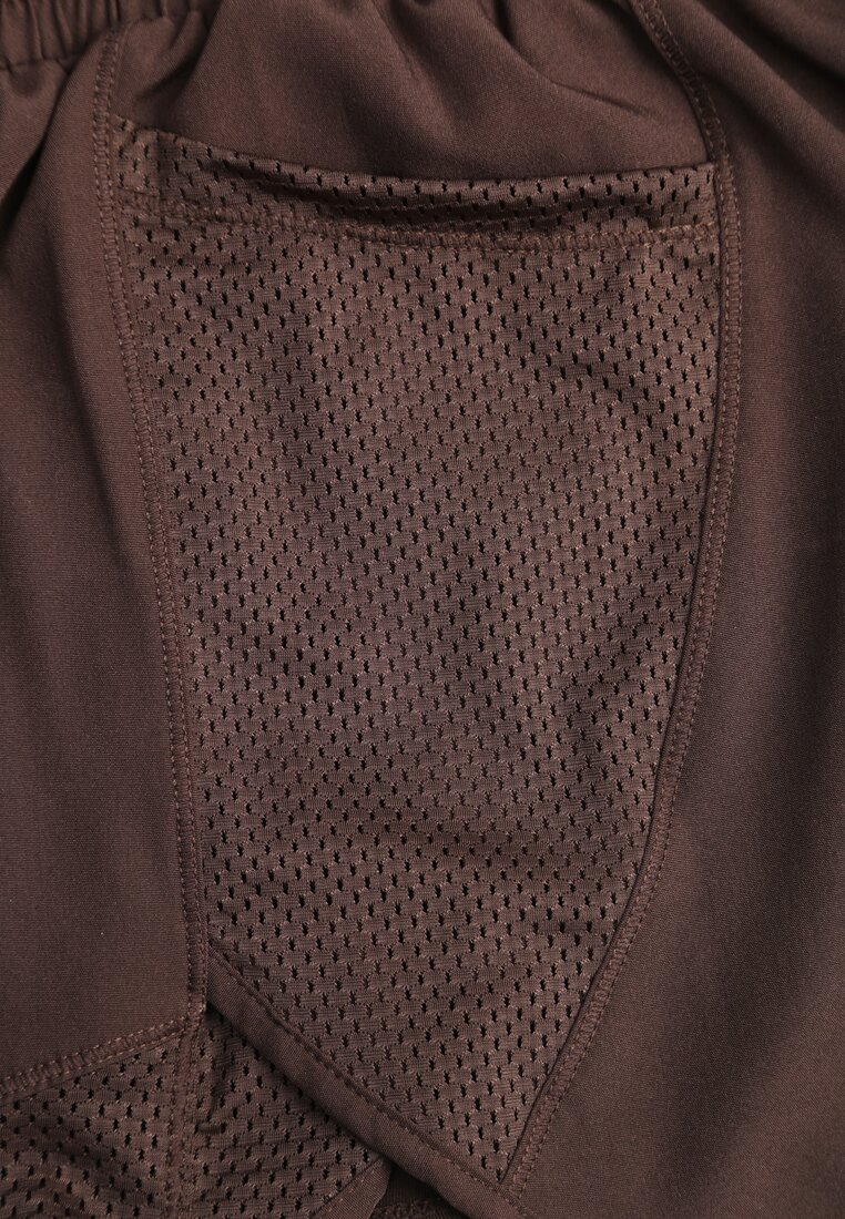 Brązowe Szorty w Sportowym Stylu z Siateczką i Podszewką Elishka