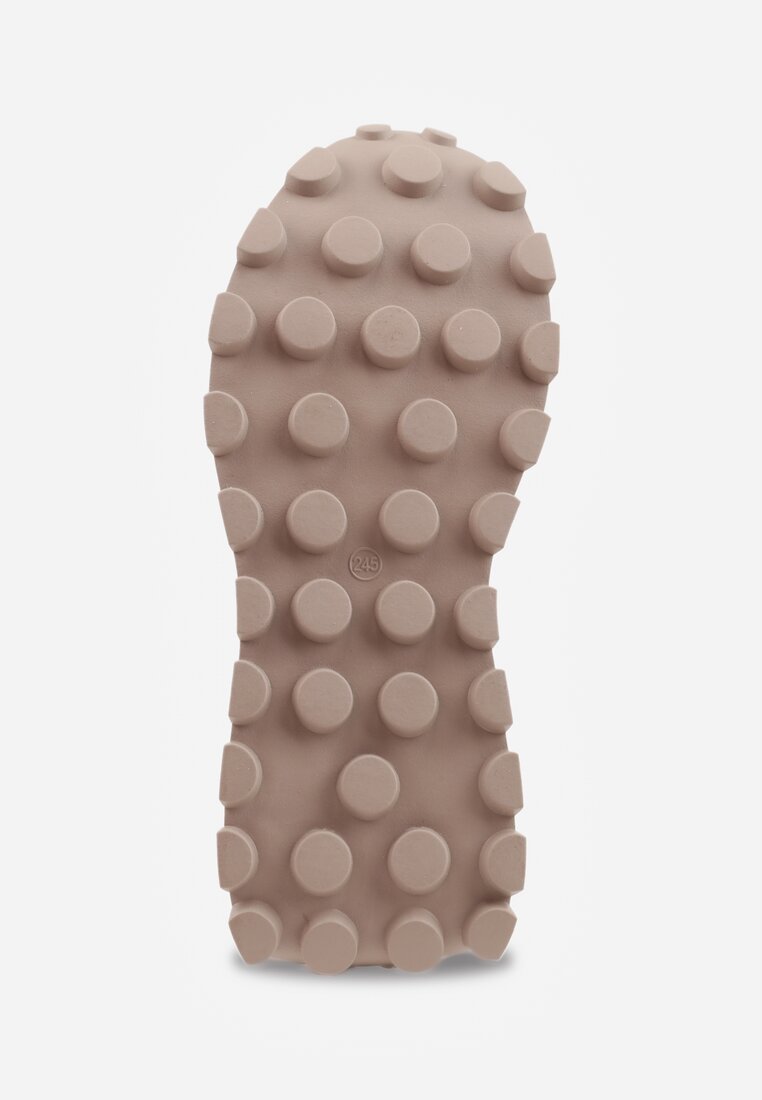 Beżowe Zamszowe Sneakersy na Podeszwie Chunky z Perforowaną Cholewką Cezarlina