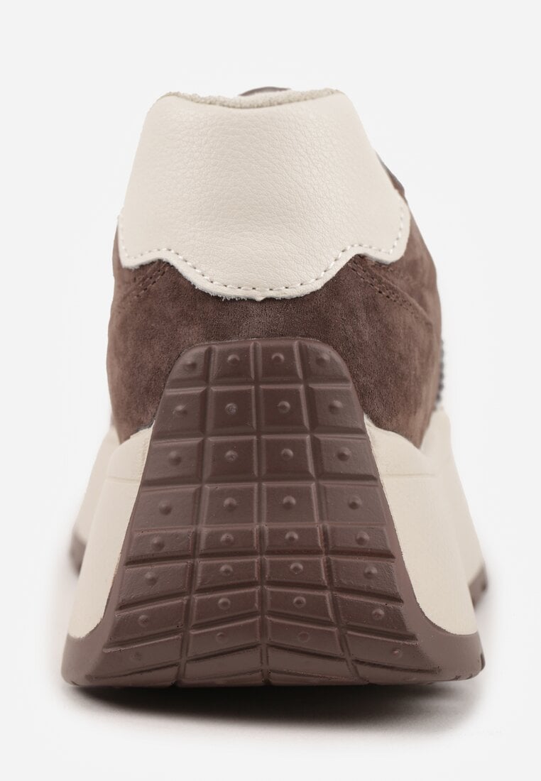 Brązowe Sneakersy ze Skóry Naturalnej na Platformie Cezella