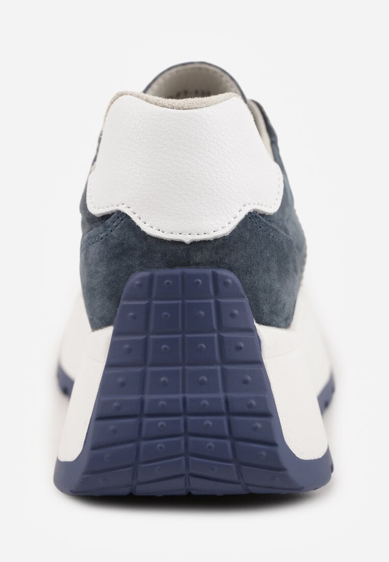 Granatowe Sneakersy ze Skóry Naturalnej na Platformie Cezella